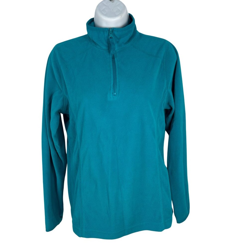 Made For Life Womens Teal Fleece Quarter-Zip Pullover Jacket Size Small